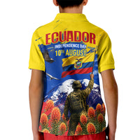 Ecuador Independence Day August 10 Kid Polo Shirt Patriotic Heritage Virgin Statue And Soldier