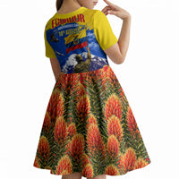 Ecuador Independence Day August 10 Kid Short Sleeve Dress Patriotic Heritage Virgin Statue And Soldier