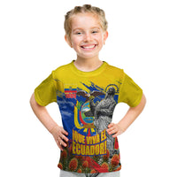 Ecuador Independence Day August 10 Kid T Shirt Patriotic Heritage Virgin Statue And Soldier