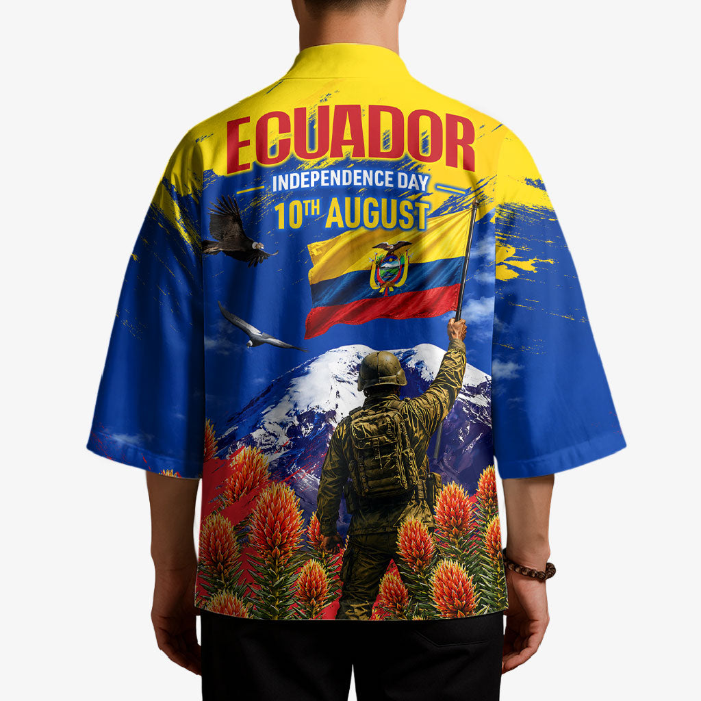 Ecuador Independence Day August 10 Kimono Patriotic Heritage Virgin Statue And Soldier
