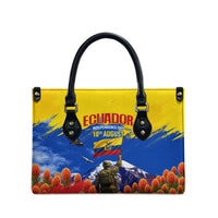 Ecuador Independence Day August 10 Leather Bag Patriotic Heritage Virgin Statue And Soldier