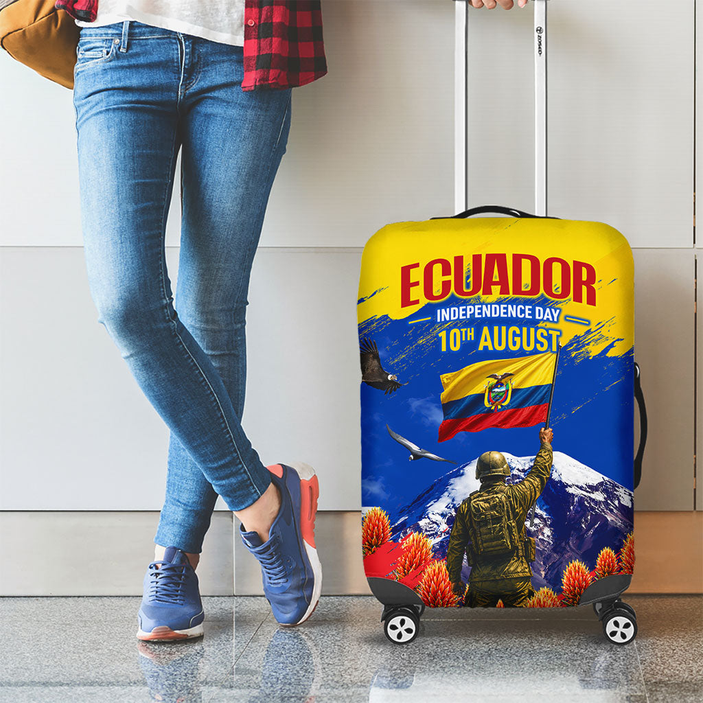 Ecuador Independence Day August 10 Luggage Cover Patriotic Heritage Virgin Statue And Soldier