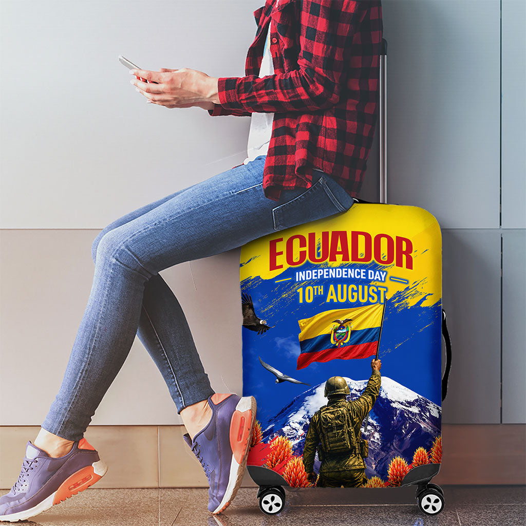 Ecuador Independence Day August 10 Luggage Cover Patriotic Heritage Virgin Statue And Soldier