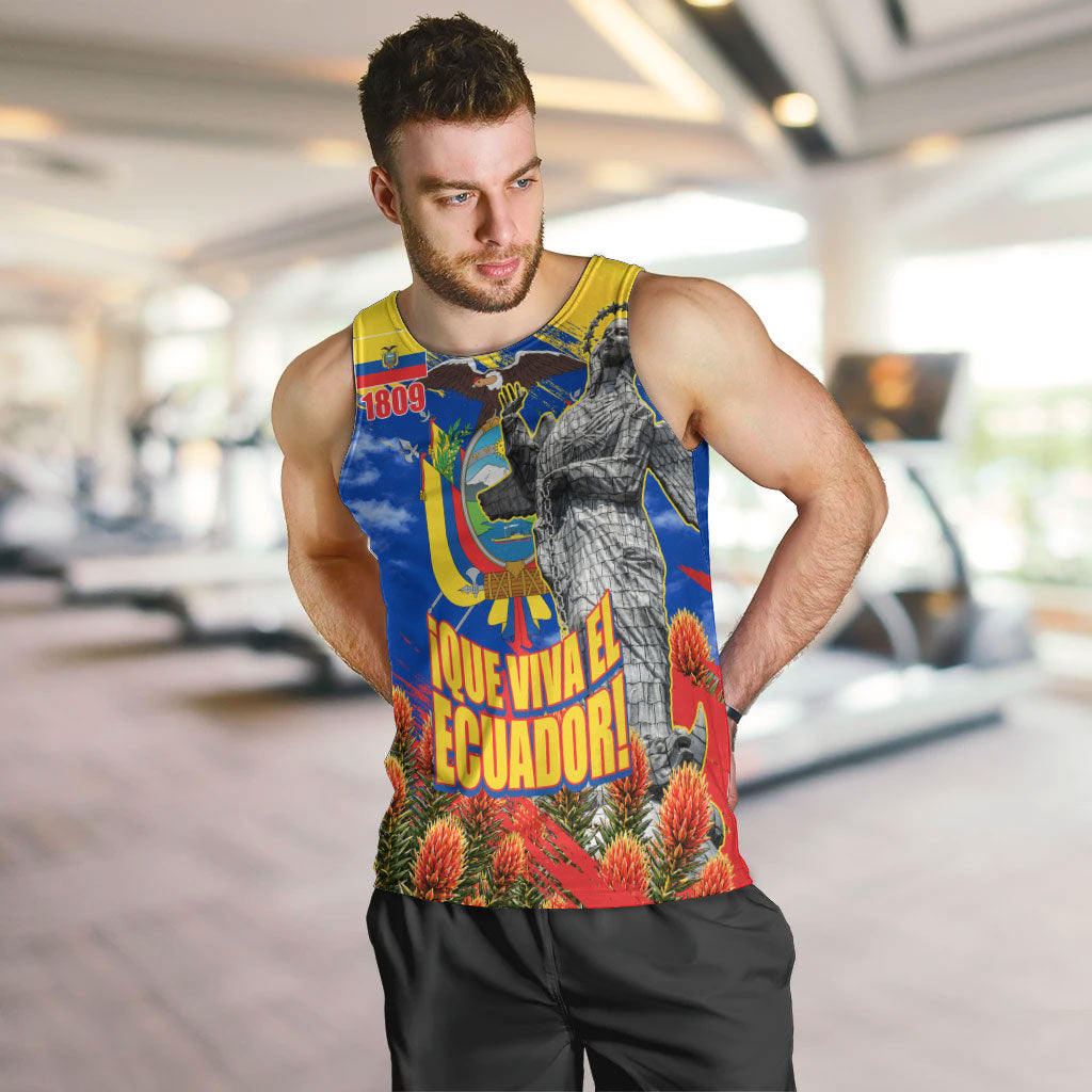 Ecuador Independence Day August 10 Men Tank Top Patriotic Heritage Virgin Statue And Soldier