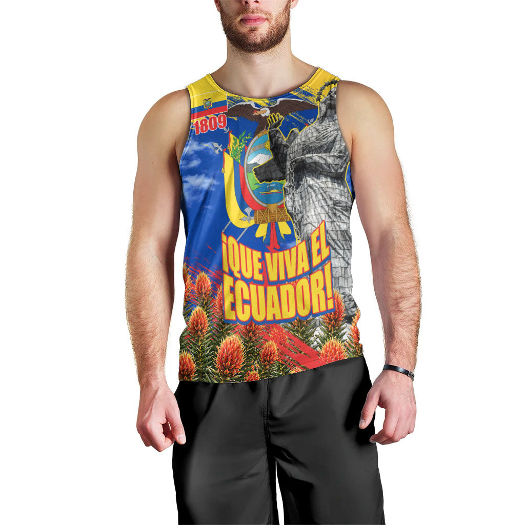 Ecuador Independence Day August 10 Men Tank Top Patriotic Heritage Virgin Statue And Soldier