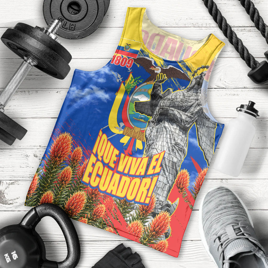 Ecuador Independence Day August 10 Men Tank Top Patriotic Heritage Virgin Statue And Soldier