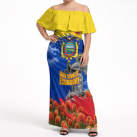 Ecuador Independence Day August 10 Off Shoulder Maxi Dress Patriotic Heritage Virgin Statue And Soldier