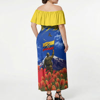 Ecuador Independence Day August 10 Off Shoulder Maxi Dress Patriotic Heritage Virgin Statue And Soldier