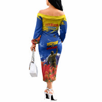 Ecuador Independence Day August 10 Off The Shoulder Long Sleeve Dress Patriotic Heritage Virgin Statue And Soldier