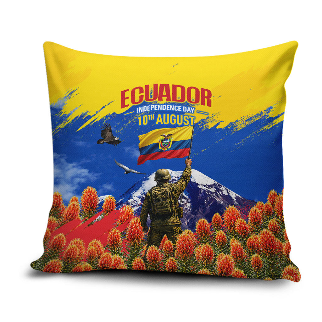 Ecuador Independence Day August 10 Pillow Cover Patriotic Heritage Virgin Statue And Soldier
