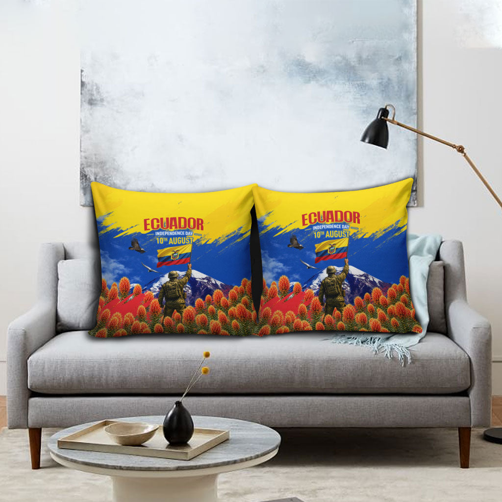 Ecuador Independence Day August 10 Pillow Cover Patriotic Heritage Virgin Statue And Soldier