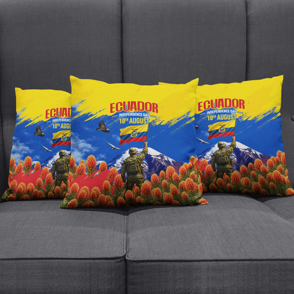 Ecuador Independence Day August 10 Pillow Cover Patriotic Heritage Virgin Statue And Soldier