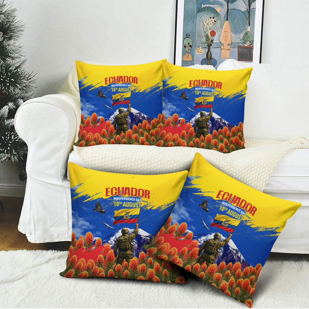 Ecuador Independence Day August 10 Pillow Cover Patriotic Heritage Virgin Statue And Soldier