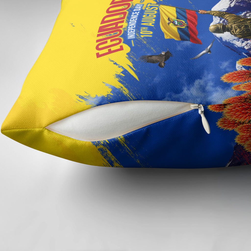 Ecuador Independence Day August 10 Pillow Cover Patriotic Heritage Virgin Statue And Soldier