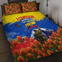 Ecuador Independence Day August 10 Quilt Bed Set Patriotic Heritage Virgin Statue And Soldier
