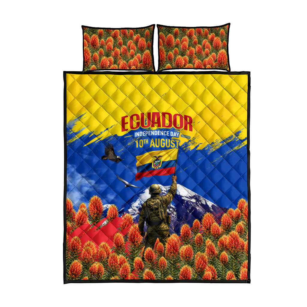 Ecuador Independence Day August 10 Quilt Bed Set Patriotic Heritage Virgin Statue And Soldier