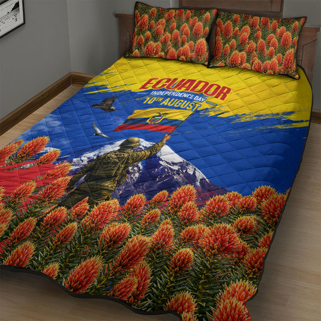 Ecuador Independence Day August 10 Quilt Bed Set Patriotic Heritage Virgin Statue And Soldier