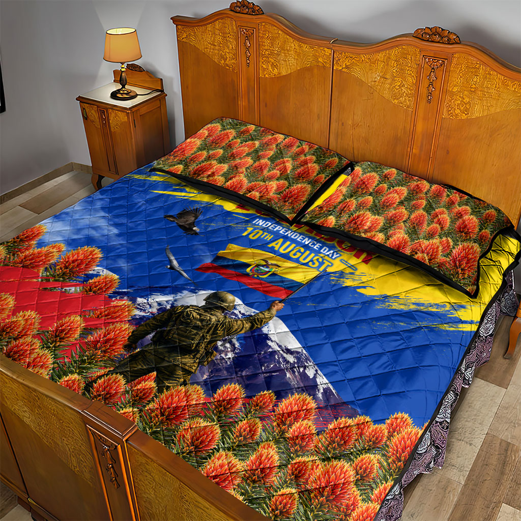 Ecuador Independence Day August 10 Quilt Bed Set Patriotic Heritage Virgin Statue And Soldier