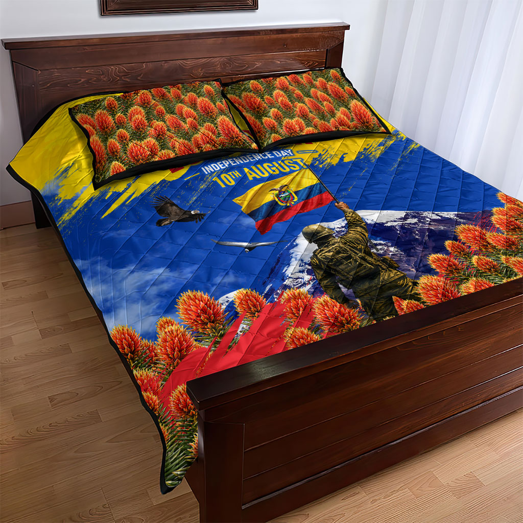 Ecuador Independence Day August 10 Quilt Bed Set Patriotic Heritage Virgin Statue And Soldier