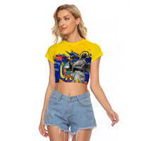 Ecuador Independence Day August 10 Raglan Cropped T Shirt Patriotic Heritage Virgin Statue And Soldier