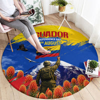 Ecuador Independence Day August 10 Round Carpet Patriotic Heritage Virgin Statue And Soldier
