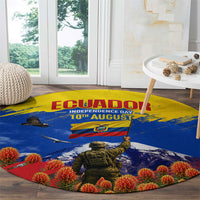Ecuador Independence Day August 10 Round Carpet Patriotic Heritage Virgin Statue And Soldier