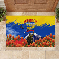 Ecuador Independence Day August 10 Rubber Doormat Patriotic Heritage Virgin Statue And Soldier