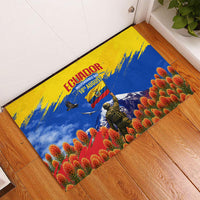 Ecuador Independence Day August 10 Rubber Doormat Patriotic Heritage Virgin Statue And Soldier