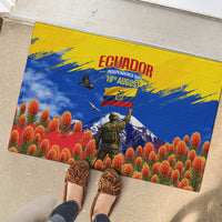 Ecuador Independence Day August 10 Rubber Doormat Patriotic Heritage Virgin Statue And Soldier