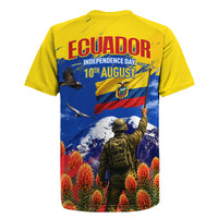 Ecuador Independence Day August 10 Rugby Jersey Patriotic Heritage Virgin Statue And Soldier
