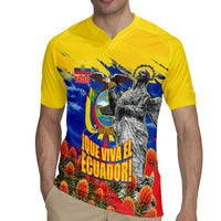 Ecuador Independence Day August 10 Rugby Jersey Patriotic Heritage Virgin Statue And Soldier