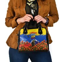Ecuador Independence Day August 10 Shoulder Handbag Patriotic Heritage Virgin Statue And Soldier