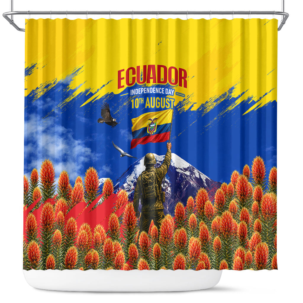 Ecuador Independence Day August 10 Shower Curtain Patriotic Heritage Virgin Statue And Soldier
