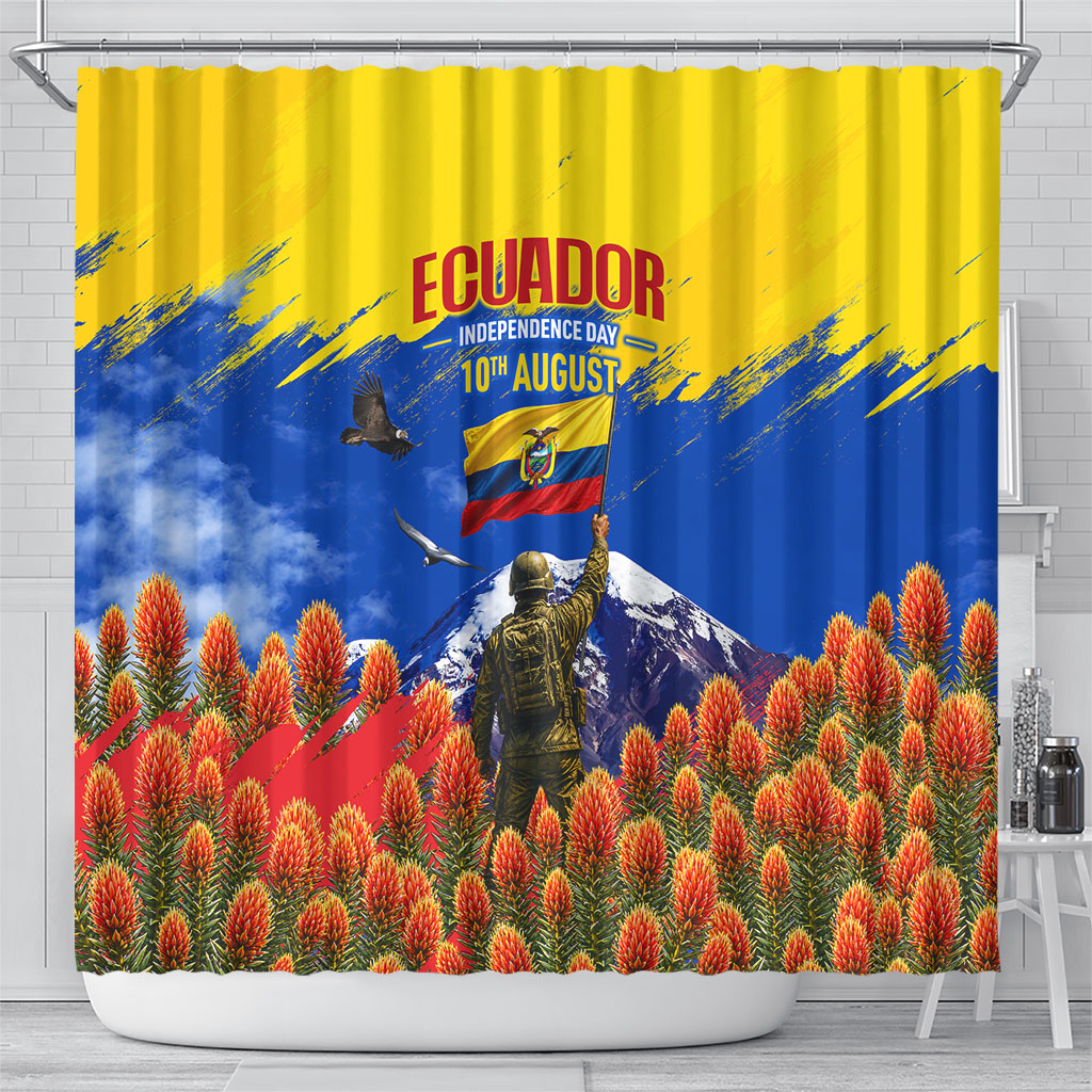 Ecuador Independence Day August 10 Shower Curtain Patriotic Heritage Virgin Statue And Soldier