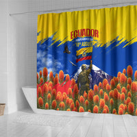 Ecuador Independence Day August 10 Shower Curtain Patriotic Heritage Virgin Statue And Soldier