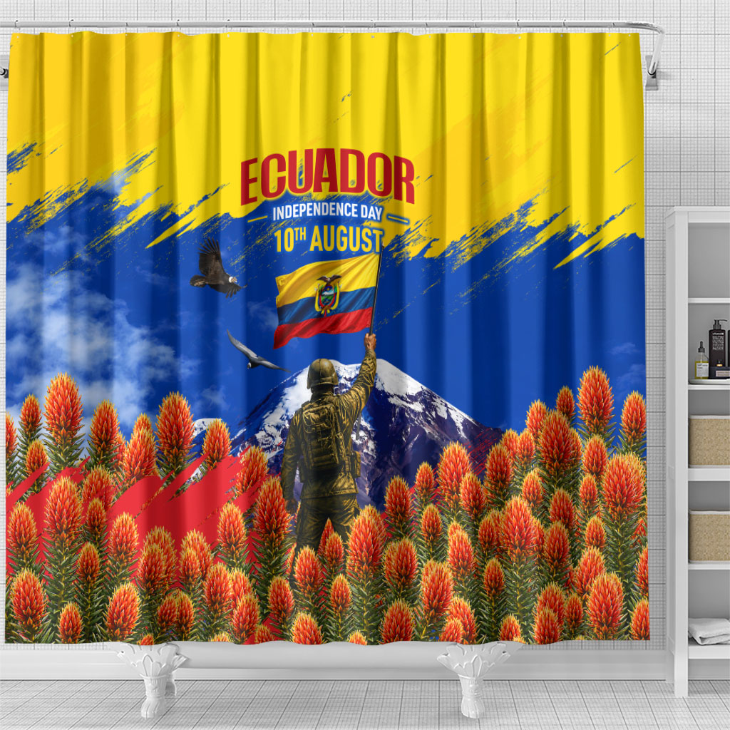 Ecuador Independence Day August 10 Shower Curtain Patriotic Heritage Virgin Statue And Soldier