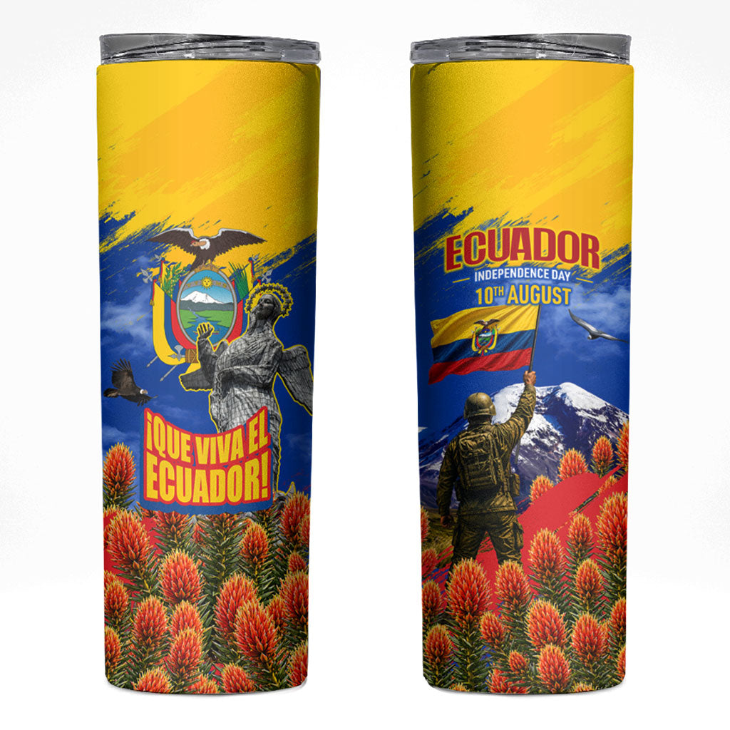 Ecuador Independence Day August 10 Skinny Tumbler Patriotic Heritage Virgin Statue And Soldier