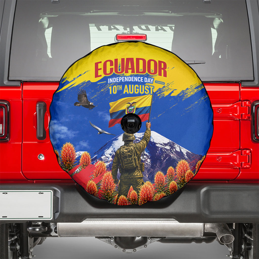 Ecuador Independence Day August 10 Spare Tire Cover Patriotic Heritage Virgin Statue And Soldier