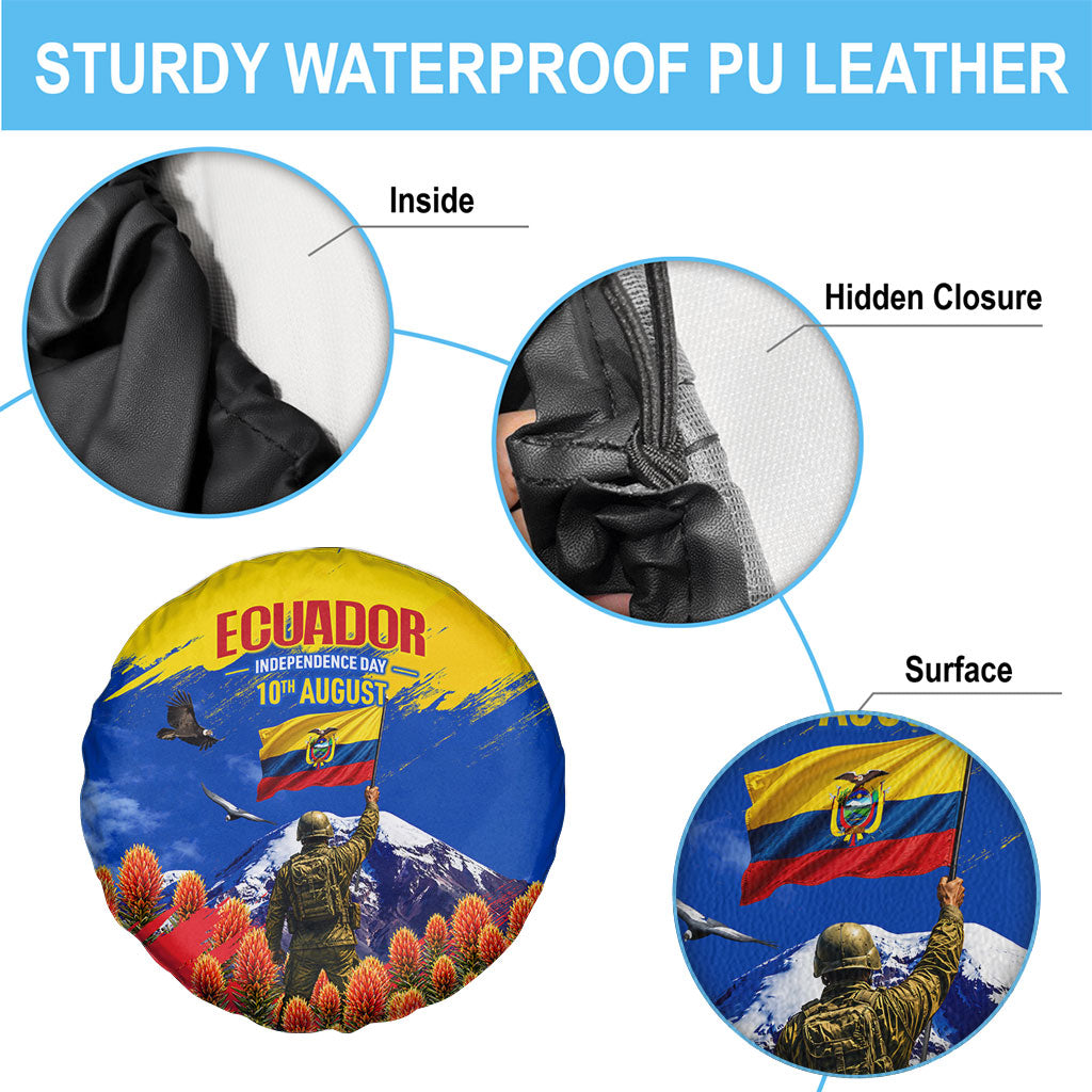 Ecuador Independence Day August 10 Spare Tire Cover Patriotic Heritage Virgin Statue And Soldier