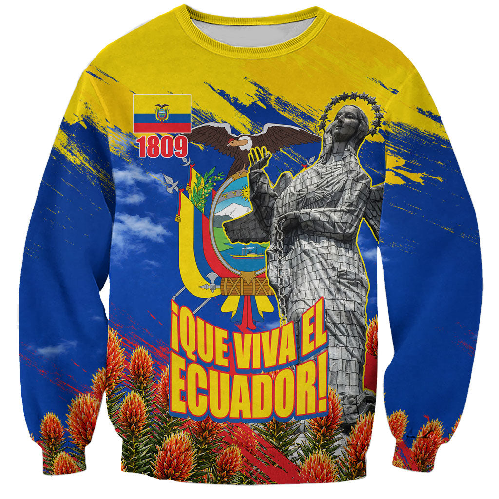 Ecuador Independence Day August 10 Sweatshirt Patriotic Heritage Virgin Statue And Soldier