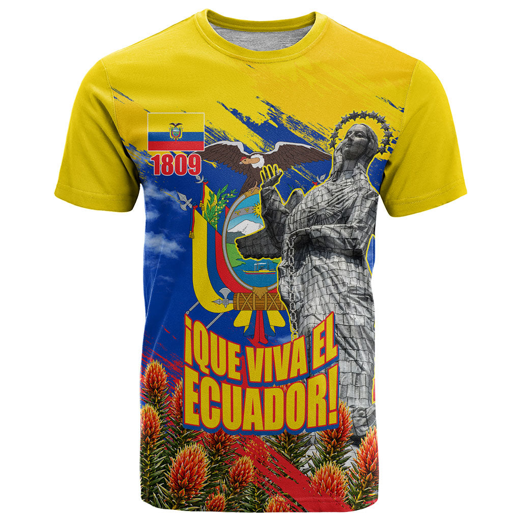Ecuador Independence Day August 10 T Shirt Patriotic Heritage Virgin Statue And Soldier