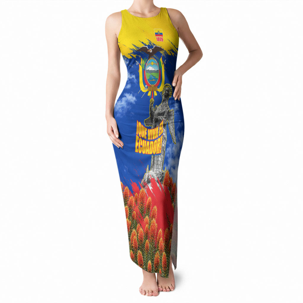 Ecuador Independence Day August 10 Tank Maxi Dress Patriotic Heritage Virgin Statue And Soldier