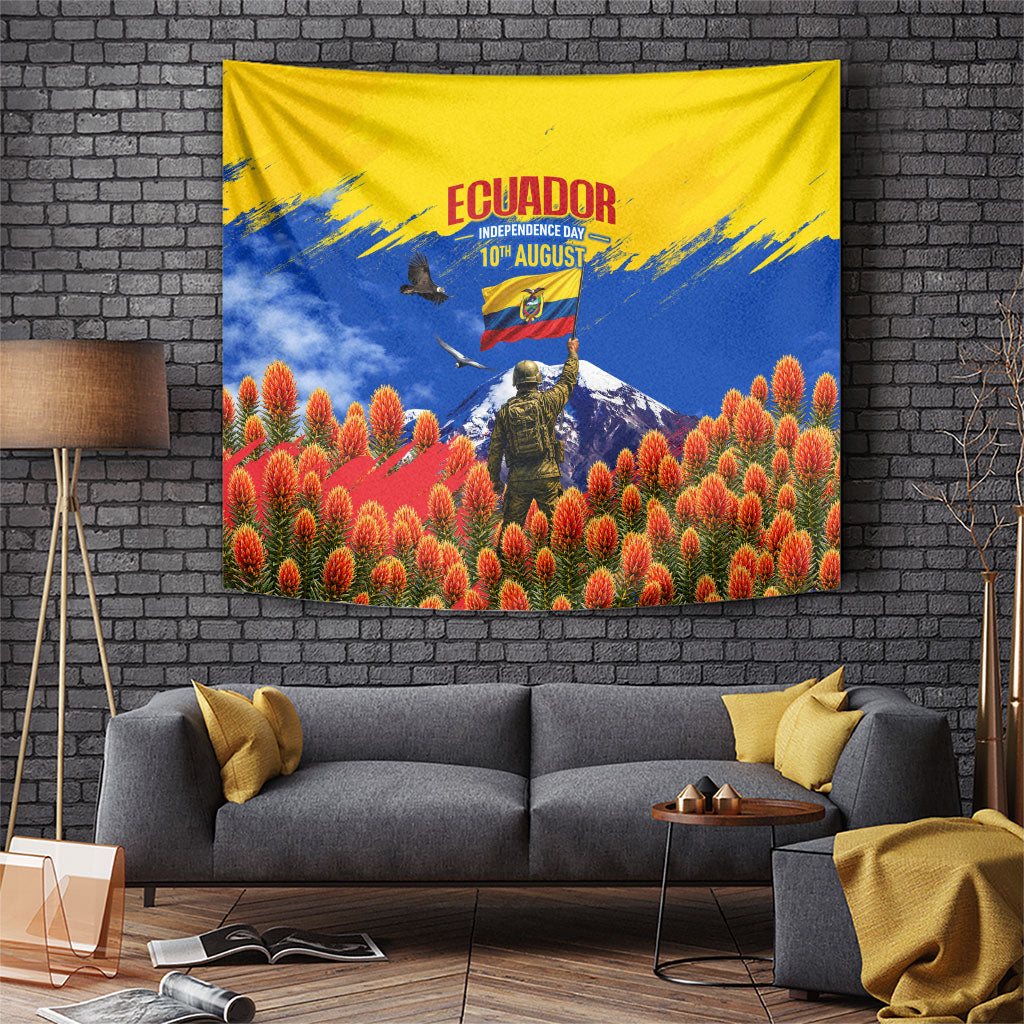 Ecuador Independence Day August 10 Tapestry Patriotic Heritage Virgin Statue And Soldier