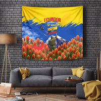 Ecuador Independence Day August 10 Tapestry Patriotic Heritage Virgin Statue And Soldier
