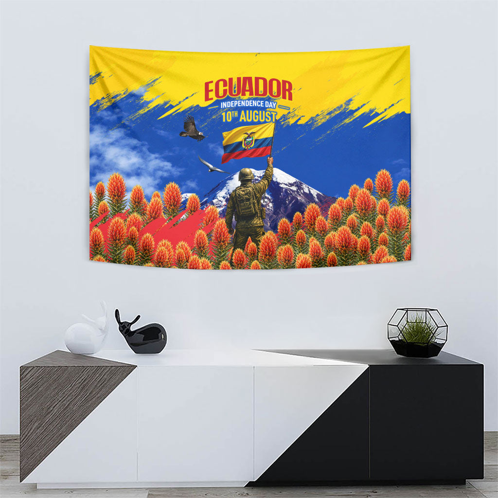 Ecuador Independence Day August 10 Tapestry Patriotic Heritage Virgin Statue And Soldier