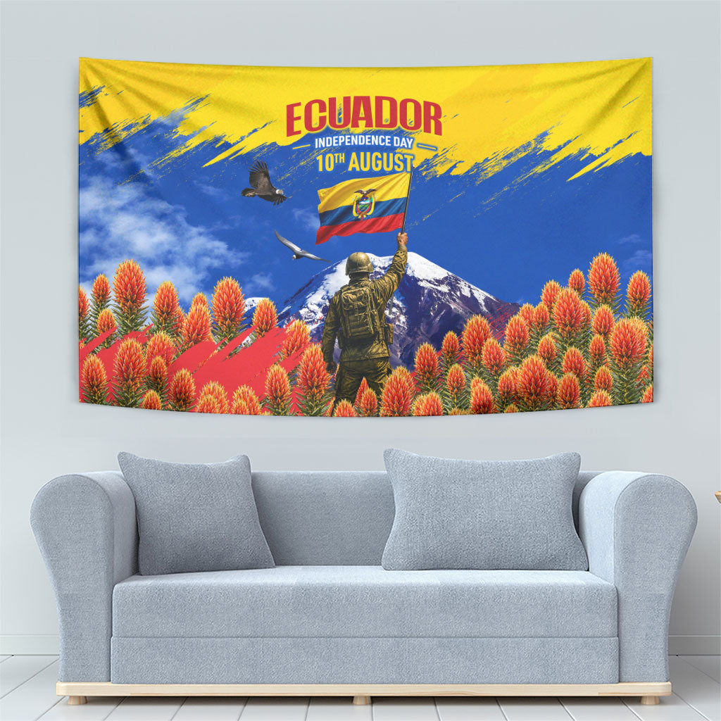 Ecuador Independence Day August 10 Tapestry Patriotic Heritage Virgin Statue And Soldier