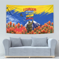 Ecuador Independence Day August 10 Tapestry Patriotic Heritage Virgin Statue And Soldier