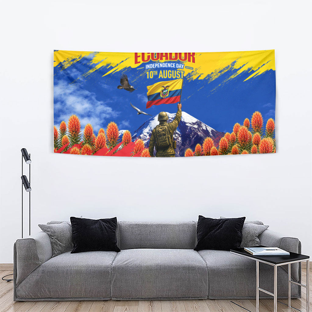Ecuador Independence Day August 10 Tapestry Patriotic Heritage Virgin Statue And Soldier