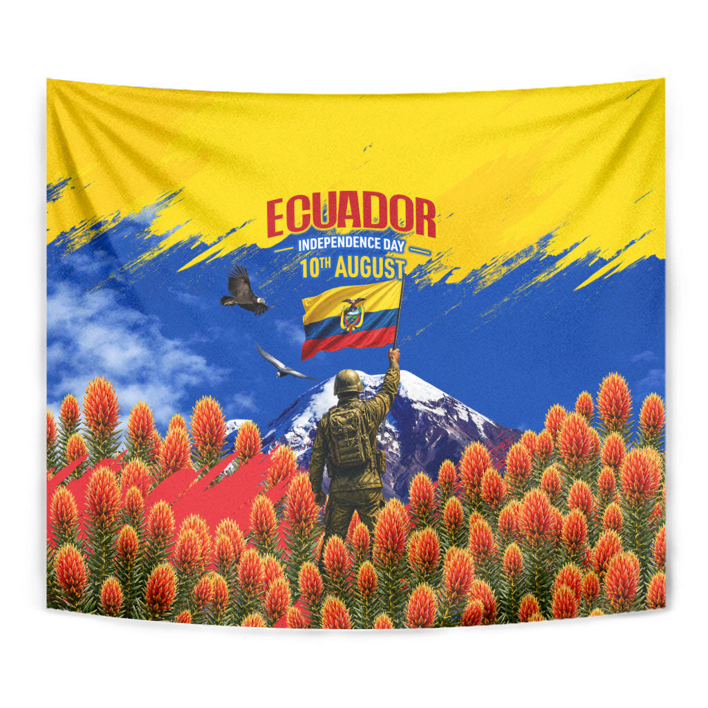 Ecuador Independence Day August 10 Tapestry Patriotic Heritage Virgin Statue And Soldier