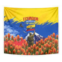 Ecuador Independence Day August 10 Tapestry Patriotic Heritage Virgin Statue And Soldier